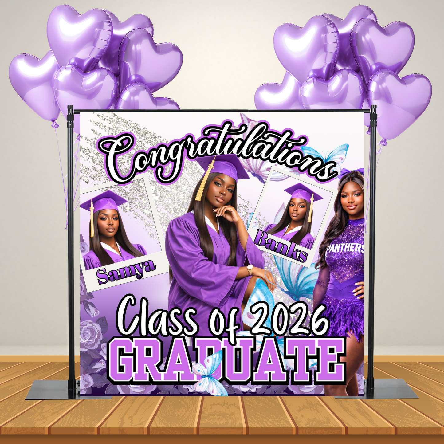 Editable Class of 2026 Graduation Backdrop Bundle